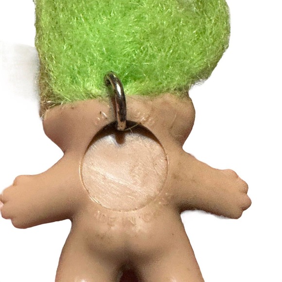 Vintage Troll DAM 1989 Mini Doll Pendant Keychain Ring Green Hair - Picture 7 of 8